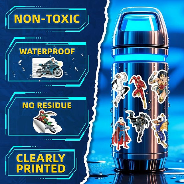 Superhero Stickers for Water Bottles – 50PCS Cartoon Stickers for Kids, Teens, Adults – Waterproof Vinyl Decal Sticker for Laptops, Phones, Skateboards, Scrapbooks, Party Favors, Gifts