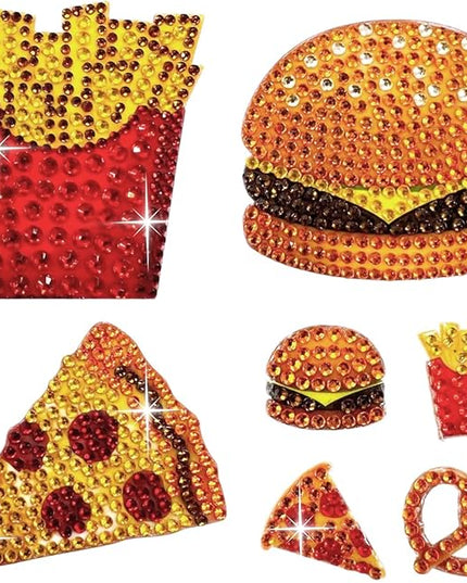 StickerBeans® Rhinestone Stickers - Foodie 4-Pack, 2” x 2” Each, Unique Sparkly Cut-to-Shape for Collecting, Trading, Decorating Laptops, Phone Cases, Scrapbooks - for Kids, Teens, & Adults