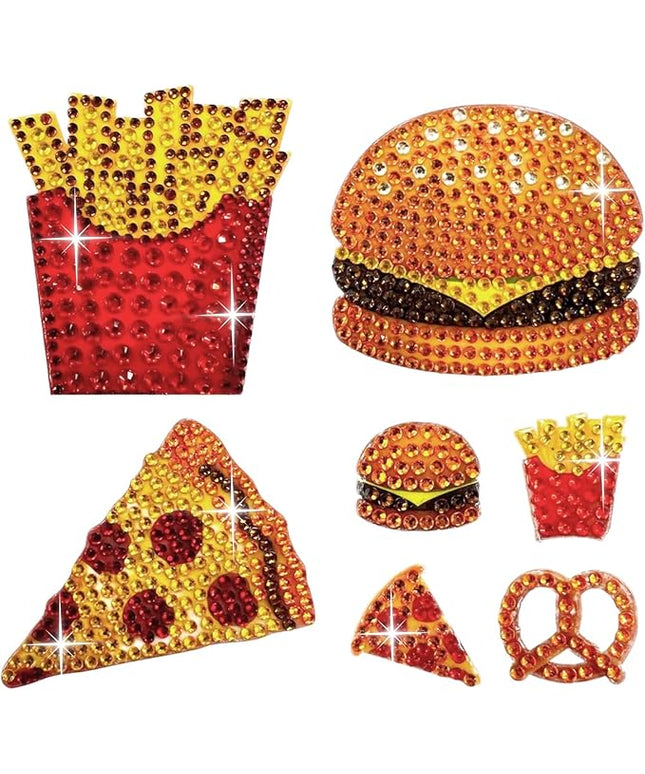 StickerBeans® Rhinestone Stickers - Foodie 4-Pack, 2” x 2” Each, Unique Sparkly Cut-to-Shape for Collecting, Trading, Decorating Laptops, Phone Cases, Scrapbooks - for Kids, Teens, & Adults