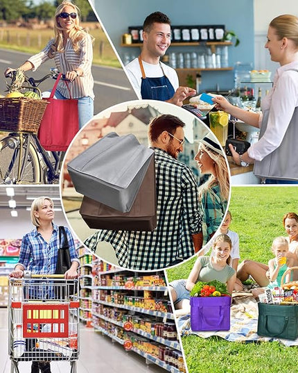 JERIA 24-Pack Reusable Grocery Bags，Large Washable Foldable Shopping Bags，Heavy Duty Tote Bags with Reinforced Handles