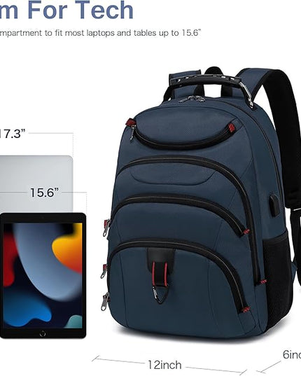 Boavan Laptop Backpack for men, 15.6 inch Laptop Bag with USB Port, Waterproof Travel Work Backpack Purse, Anti-Theft Teacher Nurse Doctor Casual Bookbags Office Business backpack，Classic Navy