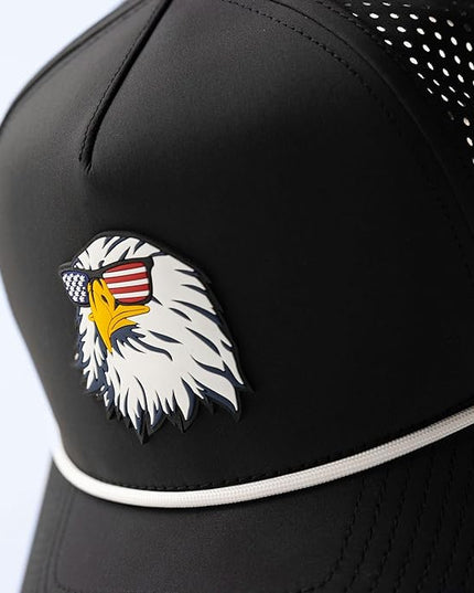 Branded Bills Party Eagle PVC Curved 5 Panel Rope Hat, Fits 7-7 7/8, Adjustable Snapback | Lightweight, Comfort Stretch