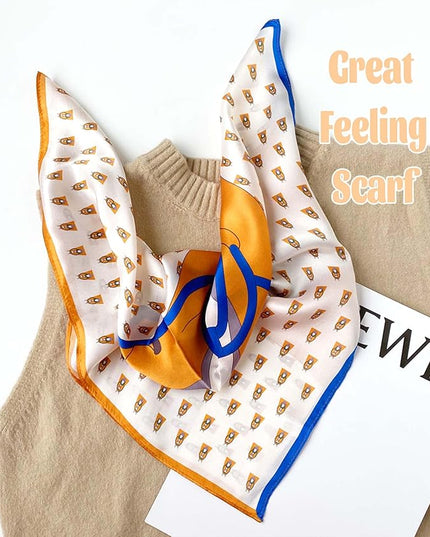 kcctoo 27.5" Mulberry Silk Feeling Head Scarf Women's Fashion Square Neck Satin Scarfs for Bag Hair Scarves Gift