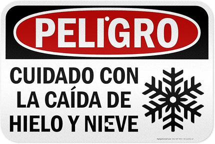Danger Watch for Falling Ice and Snow Bilingual Sign, 12x18 Inches, 3M EGP Reflective .063 Aluminum, Fade Resistant, Made in USA by My Sign Center