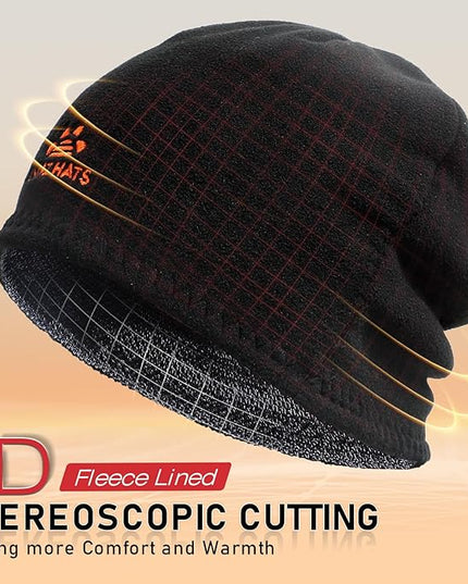 Lvaiz Mens Winter Beanie Hat Warm Fleece Lined Skull Cap for Men Reversible Women Windproof Watch Hat Knit Warm Unisex Beanie