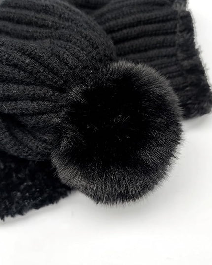 HUAMULAN Women Winter Beanie Hats One Piece Fleece Lined Knit Balaclavas Mask Set Skull Neck Circle Scarf Ski Snow Hat Pompom
