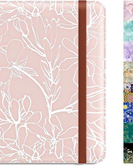Rimilak Passport Holder, RFID Blocking Passport Cover Wallet Travel Essentials, Leather Travel Documents Organizer Protector for Women and Men, White Leaves