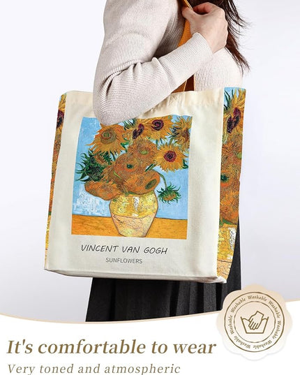 AUSVKAI Cute Canvas Tote Bag for Women, Reusable Designer Bags with Handles Pockets&Snaps for College Beach Everyday Grocery