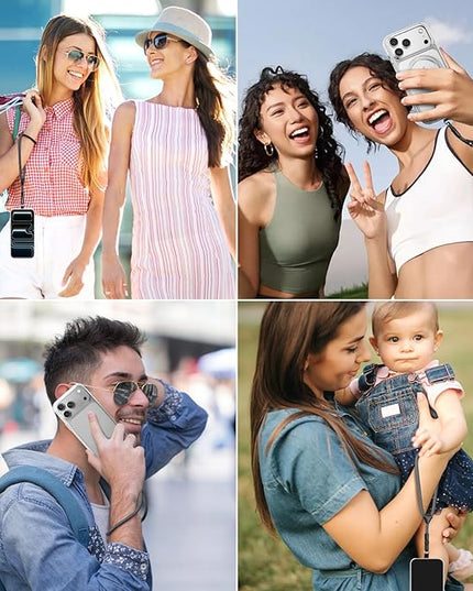 Dadanism Phone Wrist Strap, Universal Adjustable Hand Wrist Strap Lanyard for iPhone 17 and Most Smartphones, Multifunctional Patch Lanyard with Phone Tether Tab for Women and Men, Space Gray