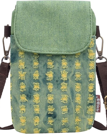 Women's Small Crossbody Bags Canvas Cellphone Purse Coin Pouch Wallet Mini Shoulder Handbags Wristlet Clutch