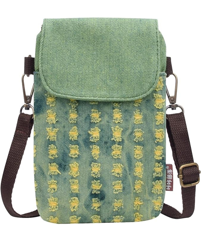 Women's Small Crossbody Bags Canvas Cellphone Purse Coin Pouch Wallet Mini Shoulder Handbags Wristlet Clutch