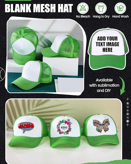 10 Pcs Sublimation Blank Trucker Hats Bulk Mesh Baseball Cap Polyester Mesh Trucker Hat for Men and Women