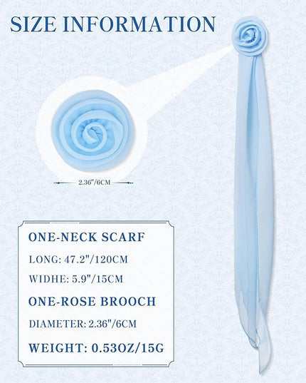 Chiffon Scarf for Women, Removable Flower Neck Scarf Light Soft Fashion Rose Scarves Versatile Headband or Hair Band