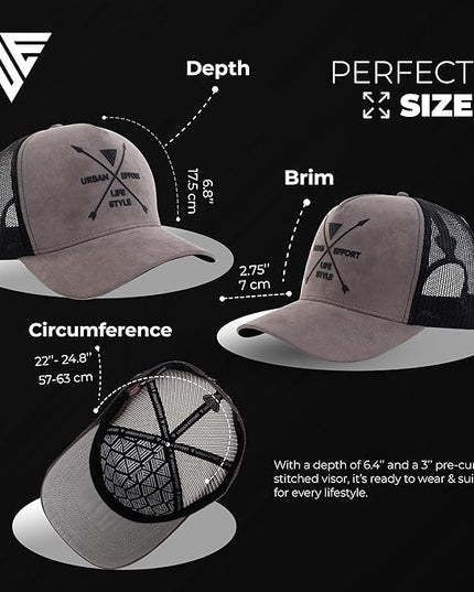 Urban Effort Mesh Back Cap - for Men and Women Baseball Hat 5-Panel Trucker Hat - Great Snapback Closure for Hunting & Hiking
