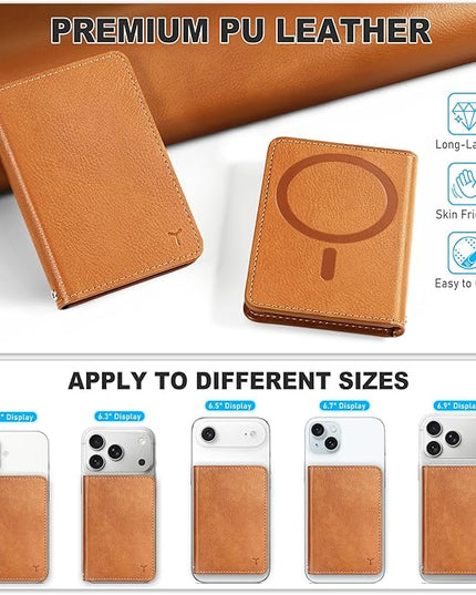 TUCCH for Magsafe Wallet with 6 Card Holders, RFID Blocking [Clear ID Window] PU Leather Folio Magnetic Phone Wallet for iPhone 17/16/15/14/13/12/Plus/Air/Pro/Pro Max Series, Textured Brown