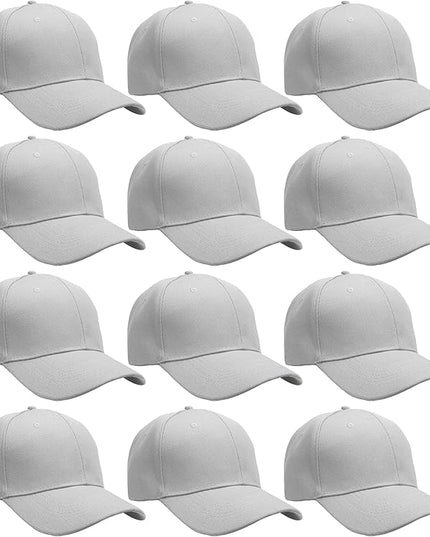 Falari Wholesale Bulk Lot 12-Pack Baseball Cap Adjustable Size Plain Blank Solid Color