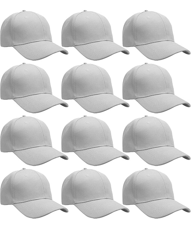 Falari Wholesale Bulk Lot 12-Pack Baseball Cap Adjustable Size Plain Blank Solid Color