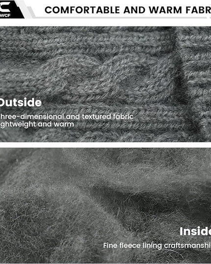 Winter Fingerless Gloves for Women Men Warm Knitted Convertible Mittens Flap Cover