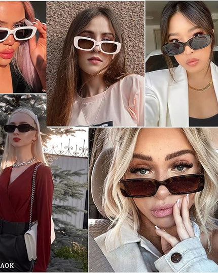 KUGUAOK Retro Rectangle Sunglasses Women and Men Vintage Small Square Sun Glasses UV Protection Glasse