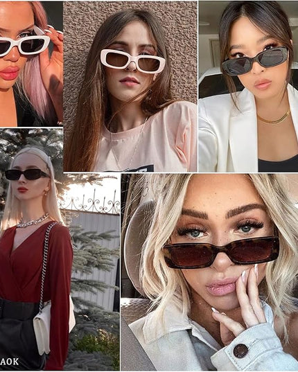 KUGUAOK Retro Rectangle Sunglasses Women and Men Vintage Small Square Sun Glasses UV Protection Glasse