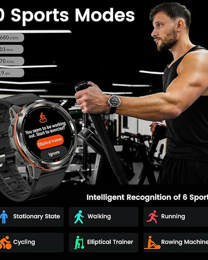 AMAZTIM GPS Smart Watch for Men, 6 Satellite Positioning, Compass, Stainless Steel Body, 50M Waterproof, 470mAh Extra-Large Battery, Answer/Make Call, 1.43" AMOLED Screen, Compatible for Android iOS