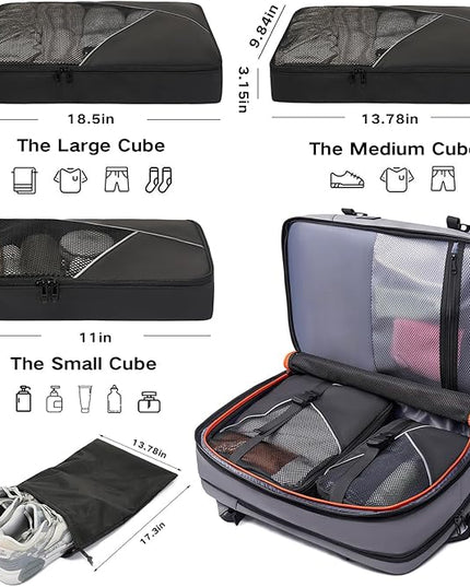 Laptop Backpack for Women, 50L Carry On Backpack Men, Expandable Flight Approved Water Resistant Luggage with 3 Packing Cubes & USB Port, Travel Backpack Fits 17.3 Inch Notebook