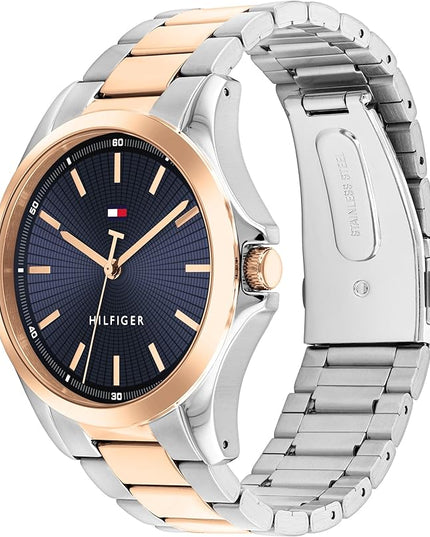 Tommy Hilfiger Men's 3H Quartz Watch, Stainless Steel Bracelet, Water Resistant 3 ATM, Modern and Stylish Timepiece, Gift for Him, 42mm
