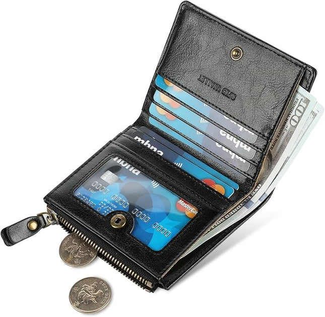 Lavemi Ultra Thin Small Compact Leather Womens Girls Wallets RFID Blocking Credit Card Holder for Women