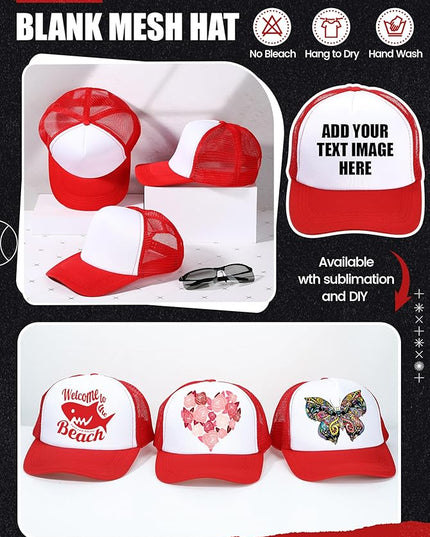 10 Pcs Sublimation Blank Trucker Hats Bulk Mesh Baseball Cap Polyester Mesh Trucker Hat for Men and Women