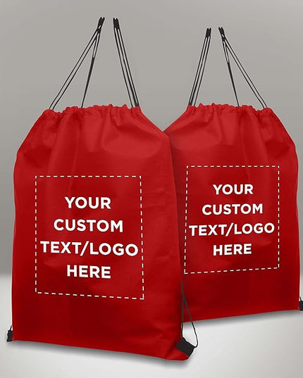 DISCOUNT PROMOS Custom Non-Woven Drawstring Backpacks Set of 10/50/100, Personalized Bulk Pack