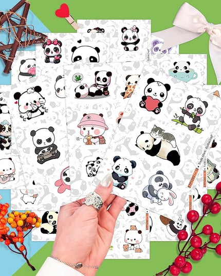 BulbaCraft 100Pcs Panda Stickers for Water Bottle and Laptop - Panda Party Supplies & Decorations, Waterproof Vinyl Decals, Cute Animal and Bear Stickers, Gifts for Women & Men