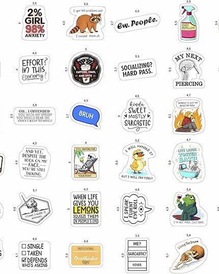 100Pcs Sarcastic Stickers for Adults - Funny Inappropriate Snarky Stickers, Sassy Unhinged Mean Silly Decals for Water Botttle, Laptop - Gag Gifts for Women & Men