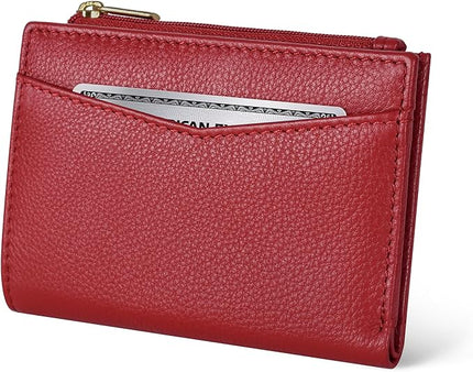 Oak Leathers Leather Wallet For Women - Small RFID Coin Purse Credit Card & ID Holder for Ladies, Gift for Women's, Bifold Wallets (Nappa Red)