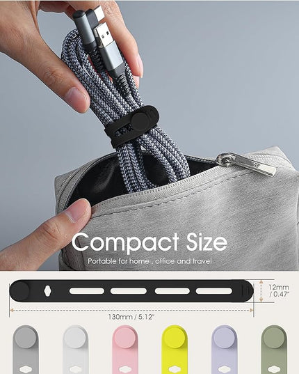 35Pcs Nearockle Silicone Cable Ties, 5.12 Inch Adjustable Cord Organizer Reusable Zip Ties for Charging Cords Earphone Computer Wire, Office Desk Cable Management Travel Accessories(Multi)