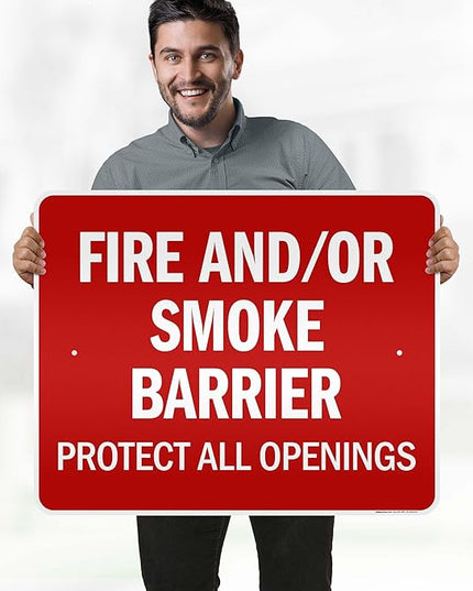 Fire And Or Smoke Barrier Protect All Openings Sign, 24x30 Inches, 3M EGP Reflective .080 Aluminum, Fade Resistant, Made in USA by My Sign Center