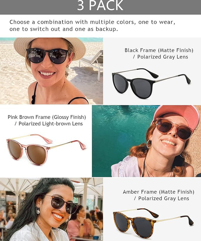 SUNGAIT Premium Vintage Round Sunglasses for Women Men Classic Retro Trendy Style