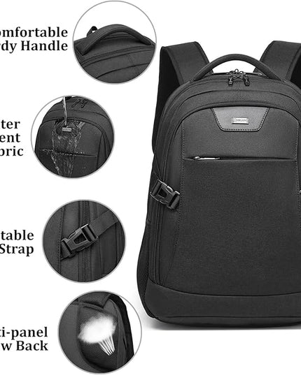 DUSLANG Anti-Theft Laptop Backpack, Black, 15.6-14-13 Inch Laptop Sleeve, USB Charging Port