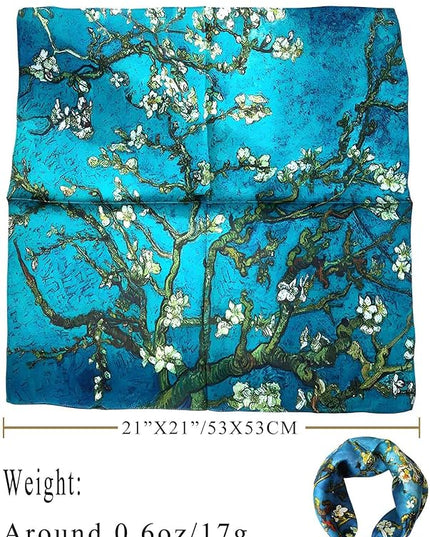 100% Mulberry Silk Scarf for Women Hair Lightweight Square Neckerchief Wrap For Head Scarves 21"