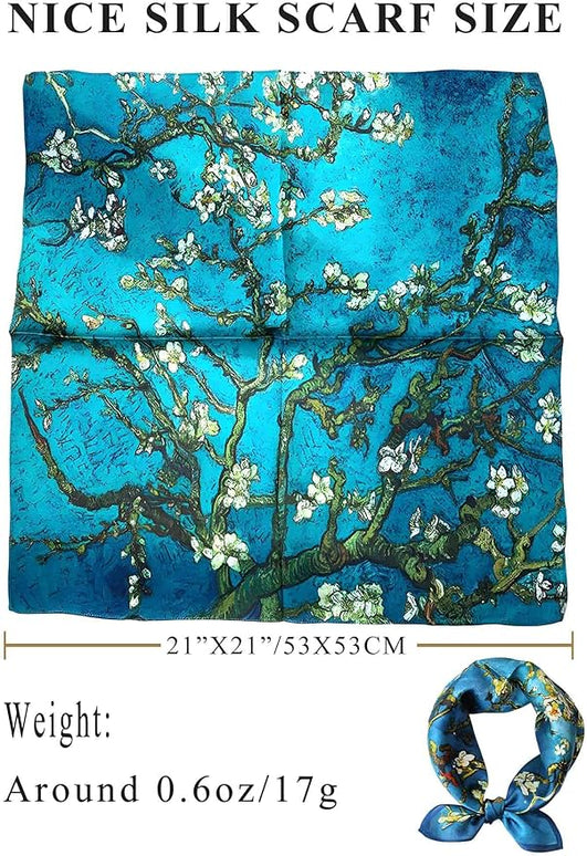 100% Mulberry Silk Scarf for Women Hair Lightweight Square Neckerchief Wrap For Head Scarves 21"
