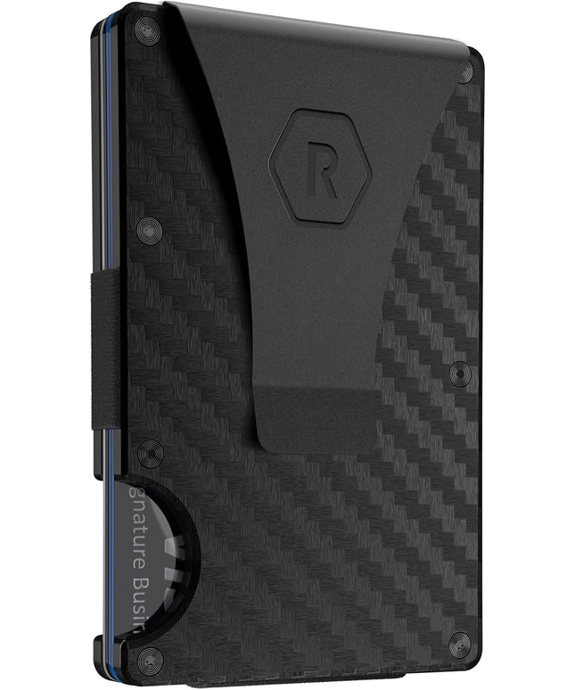 The Ridge Wallet - Slim Minimalist Compact Wallet and Card Holder| RFID Protected Front Pocket Wallets | Integrated Money Clip | Carbon Fiber 3K