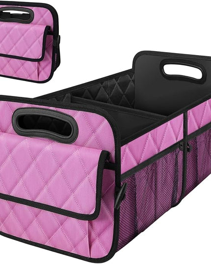 Deosk Car Trunk Organizer for SUV, Car Organizers and Storage with 6 Pocket, Car Accessories for Women/Men 70L Waterproof Polyester Trunk Organizer(Large, Pink)