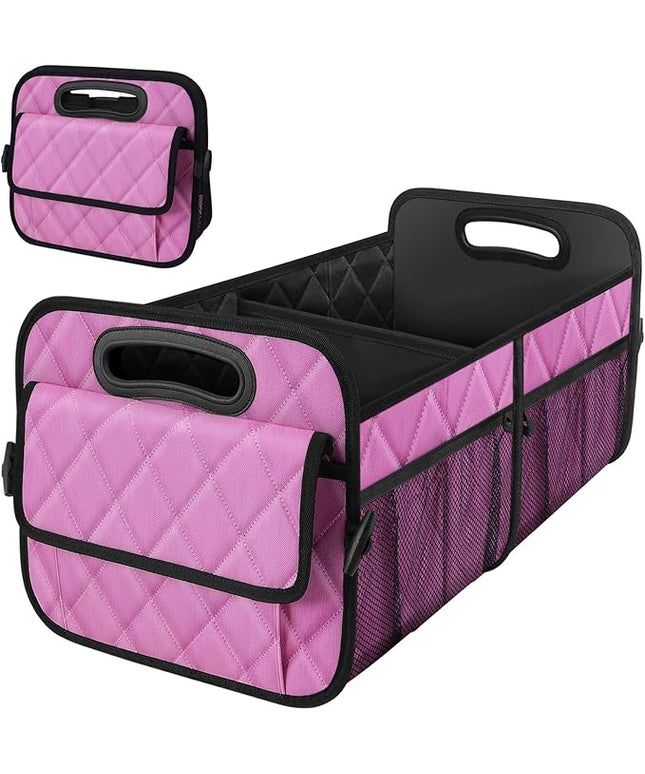 Deosk Car Trunk Organizer for SUV, Car Organizers and Storage with 6 Pocket, Car Accessories for Women/Men 70L Waterproof Polyester Trunk Organizer(Large, Pink)