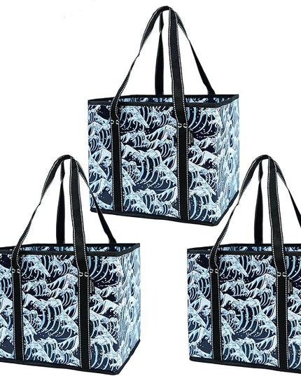 BeeGreen Large Waterproof Reusable Bags Christmas Heavy Duty Shopping Tote for Groceries Pool Gift with Webbing Handles