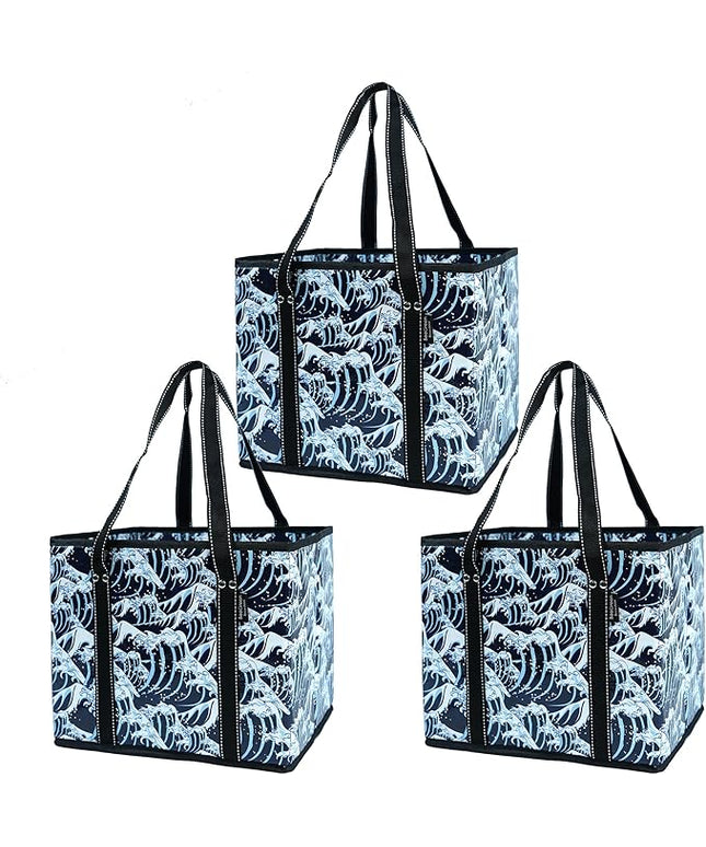 BeeGreen Large Waterproof Reusable Bags Christmas Heavy Duty Shopping Tote for Groceries Pool Gift with Webbing Handles