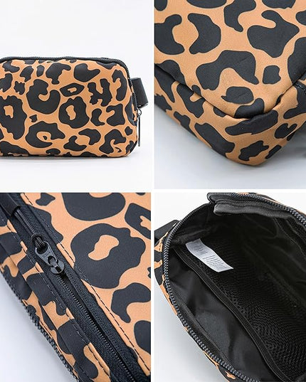 YOSHUYUKI Fanny Pack Cross Body Small Crossbody Bags for Women Men Trendy Nylon Waterproof Mini Purse Travel Running Belt Bag Lulu Dupes Bum Hip Chest Waist Pack Side Bag Must Have Leopard