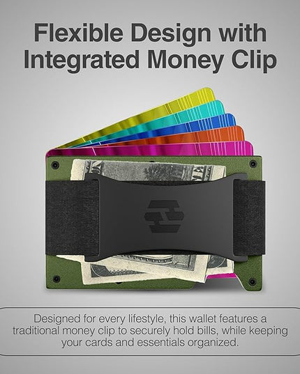 Hayvenhurst Wallet For Men - Reinvented Design Men's Wallet - Slim, Minimalistic & Seamless, Blocks RFID Scanners with a Cash Strap (Matte Olive)