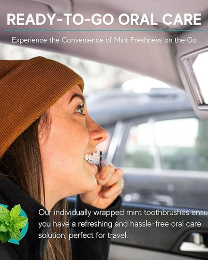 Avistar 80 Prepasted Disposable Toothbrushes Individually Wrapped - Single Use Pre Pasted Disposable Toothbrushes with Toothpaste Built in - Waterless Toothbrush for Travel, Guests, Hotel, & Camping