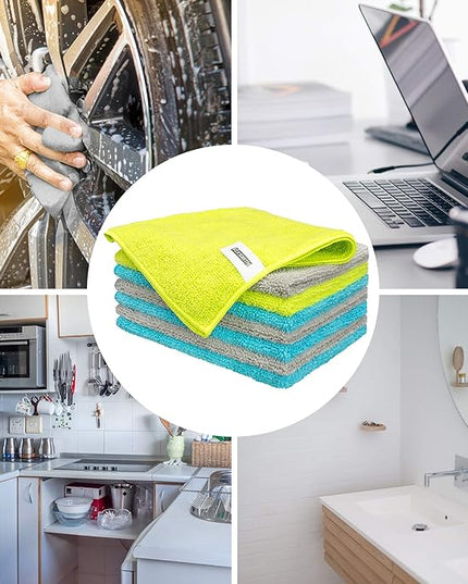 FIXSMITH Microfiber Cleaning Cloth - Pack of 8, Size: 12 x 16 in, Multi-Functional Cleaning Towels, Highly Absorbent Cleaning Rags, Lint-Free, Streak-Free Cleaning Cloths for Car Kitchen Home