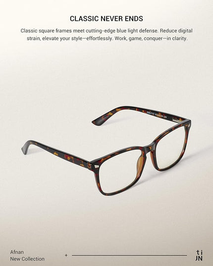 TIJN Blue Light Blocking Glasses for Women Men Clear Frame Square Nerd Eyeglasses Anti Blue Ray Computer Screen Glasses