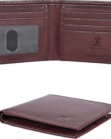 Oak Leathers Slim Leather Wallet for Men - RFID Wallets Credit Card Holder Ultra Thin Gift for Mens, Front Pocket Minimalist Design